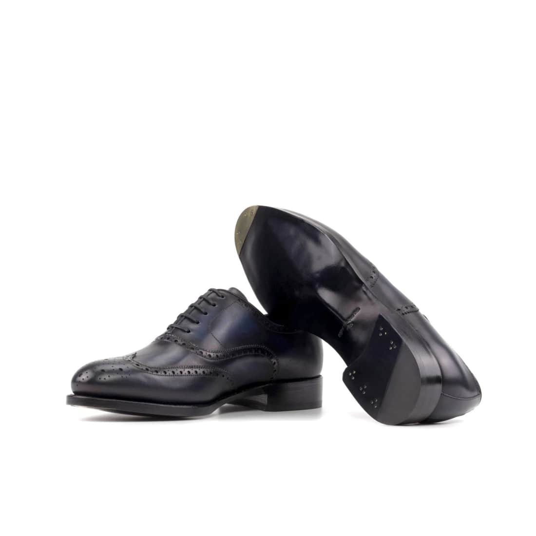 Richelieu fleuri en cuir bleu marine – vue 2