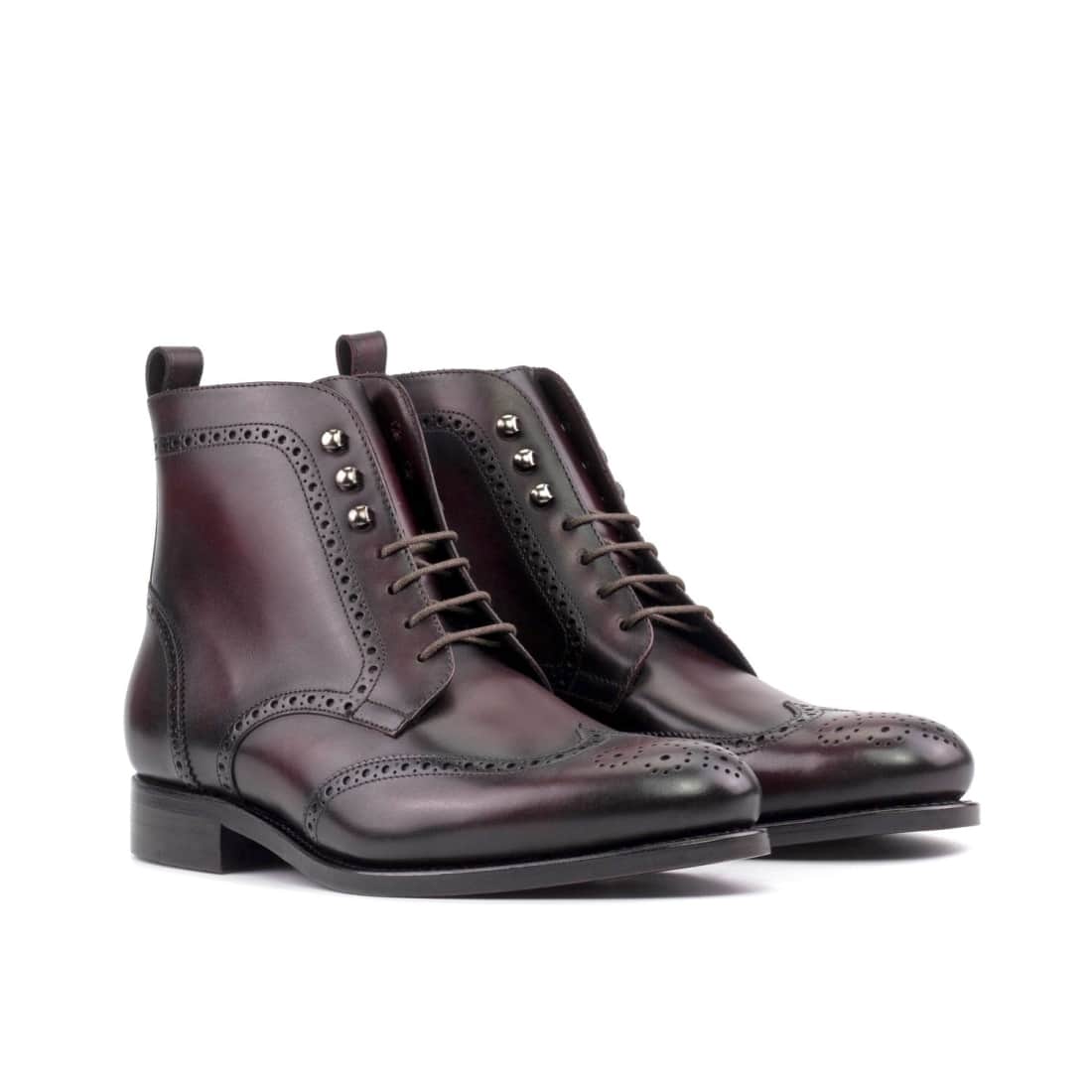 Bottines Derbies Brogue en cuir bordeaux
