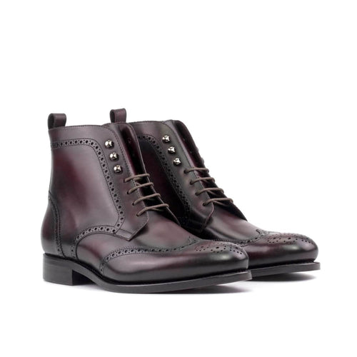 Bottines Derbies Brogue en cuir bordeaux