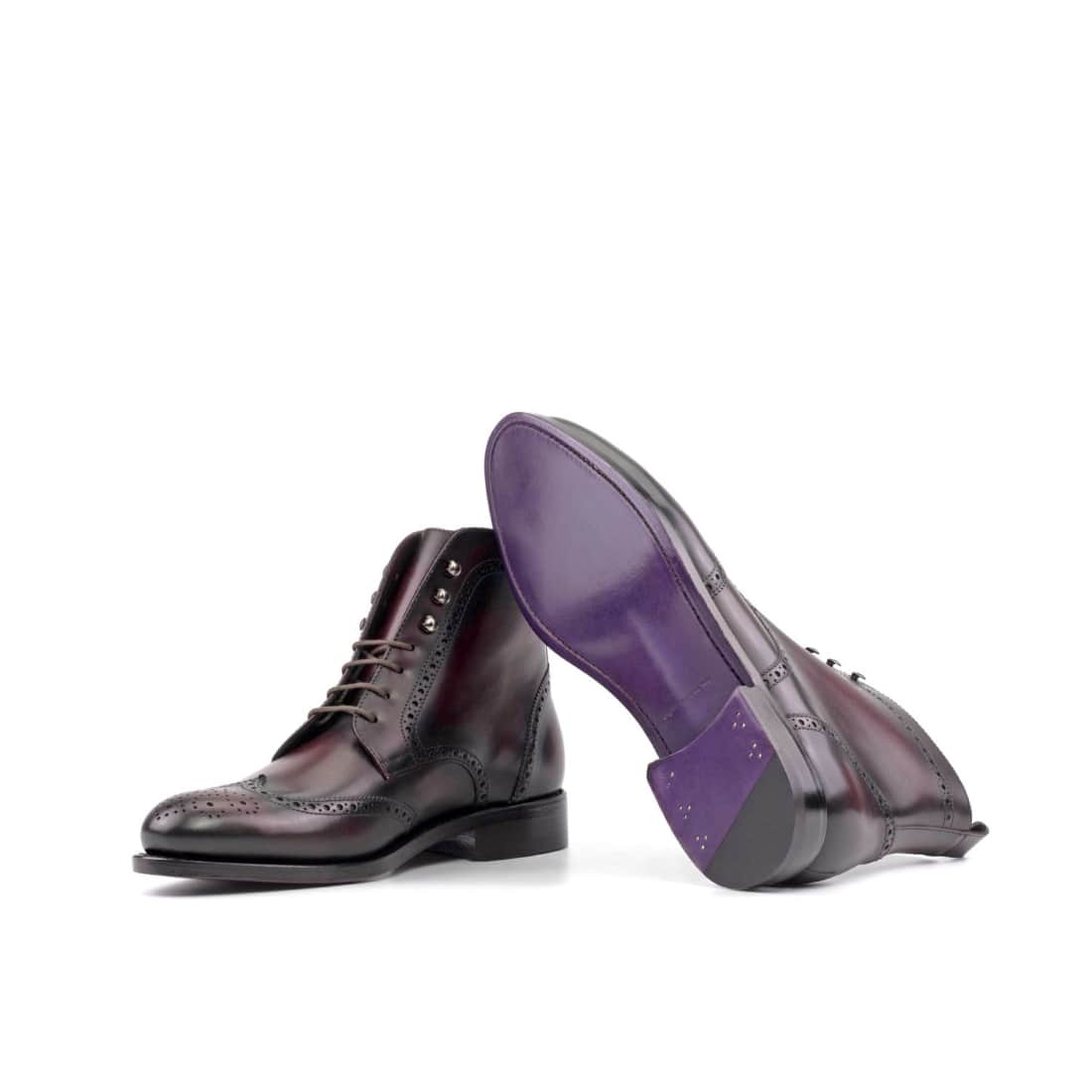 Bottines Derbies Brogue en cuir bordeaux – vue 2