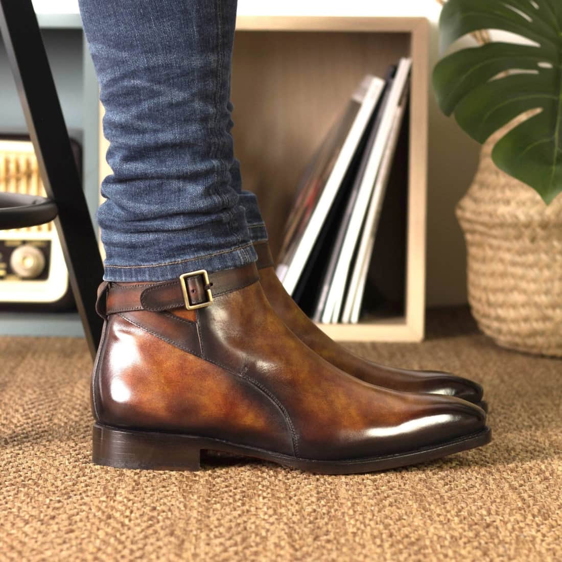 Bottines Jodhpur en cuir patiné marron – vue 5