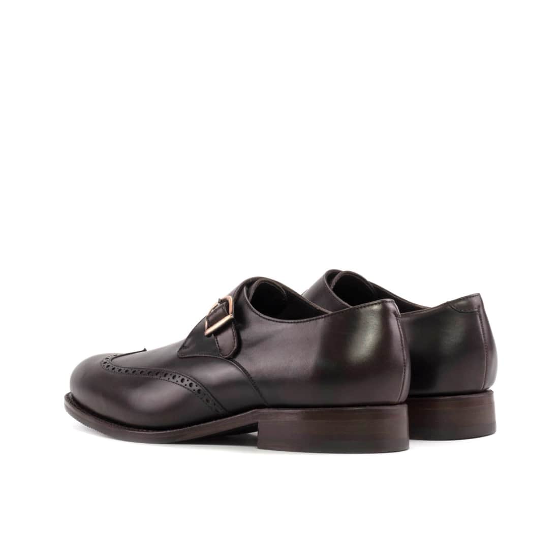 Chaussure à boucle bout fleuri en cuir marron foncé – vue 2