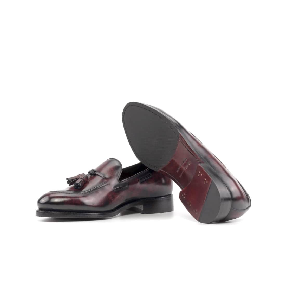 Mocassin à glands en cuir patiné bordeaux – vue 2