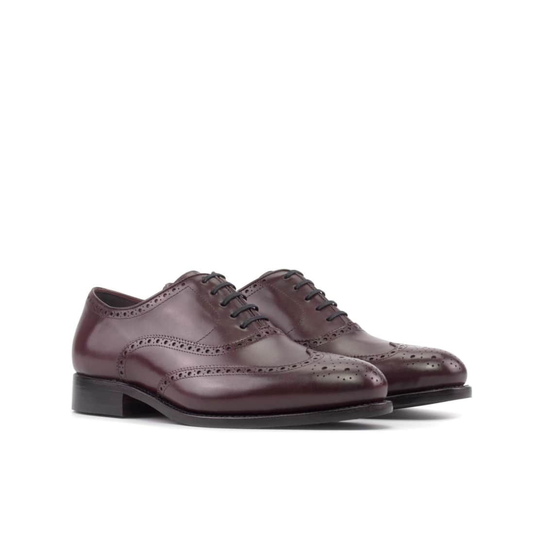 Richelieu fleuri en cuir bordeaux