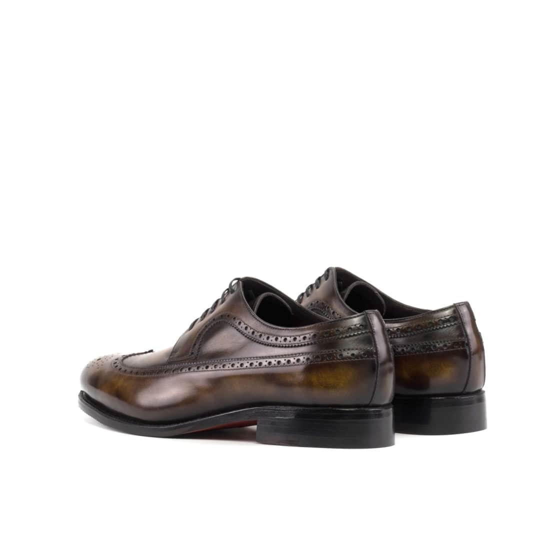 Derbie Brogue fleuri en cuir patiné tabac – vue 3