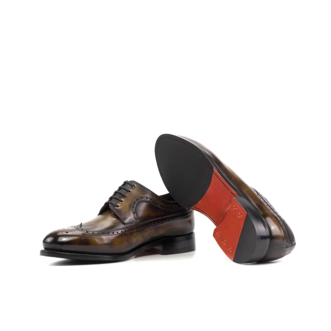 Derbie Brogue fleuri en cuir patiné tabac – vue 2