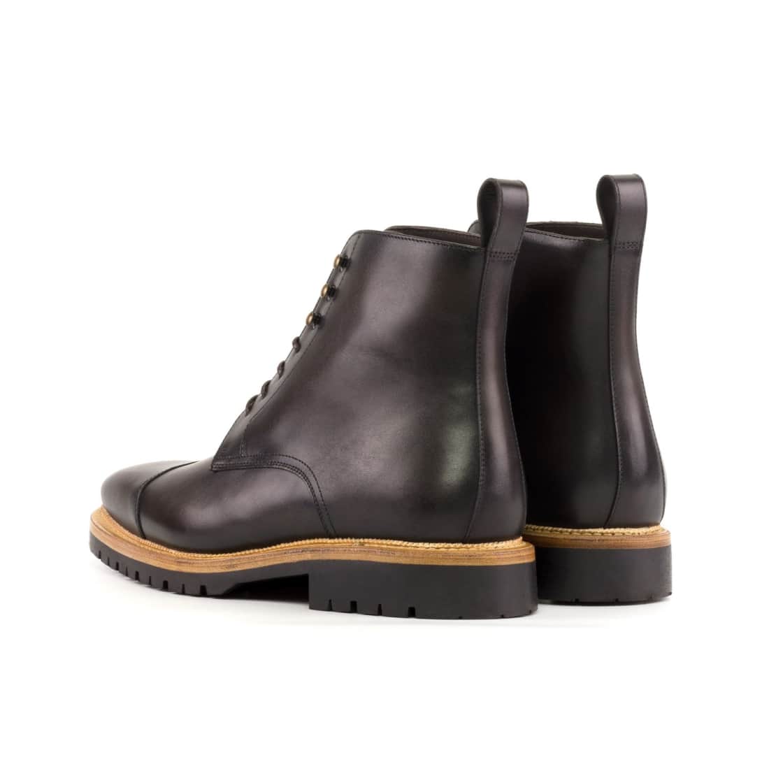 Bottines Bout Droit en cuir marron foncé - Semelles Commando – vue 3