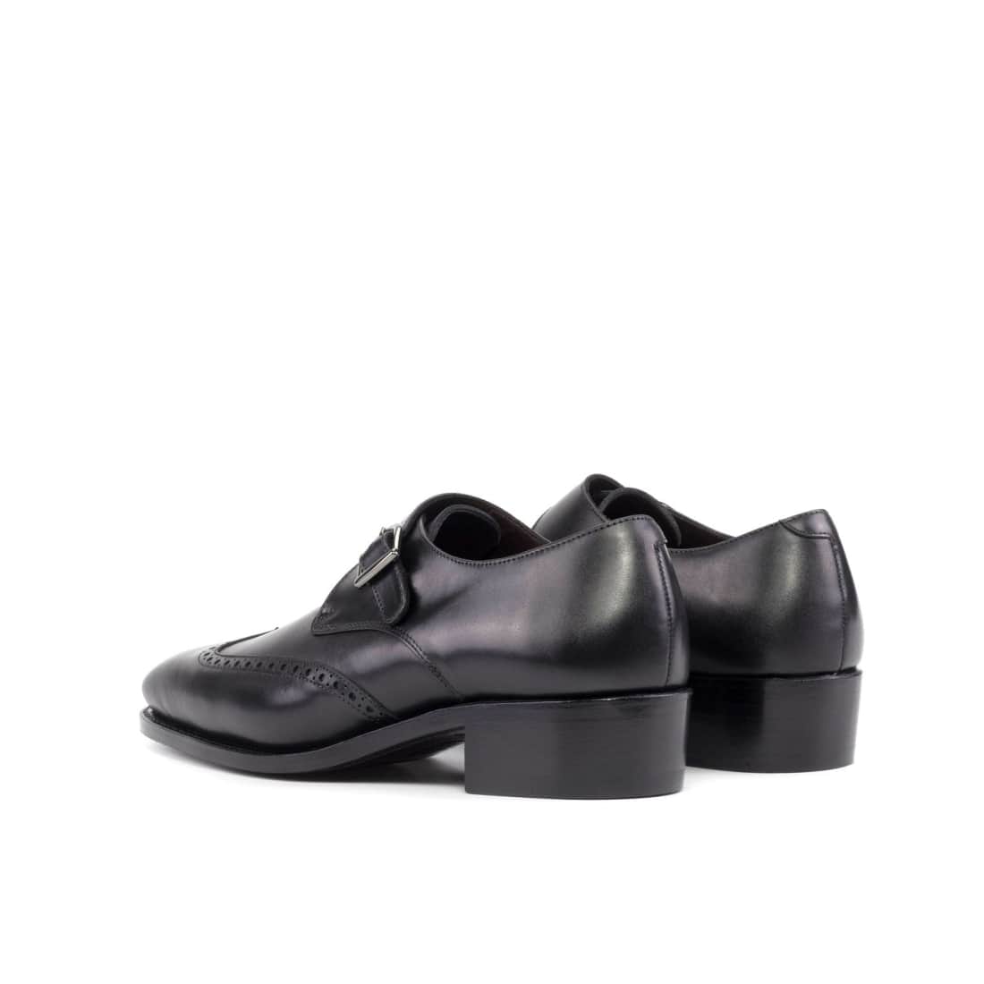 Chaussure à boucle bout fleuri en cuir noir – vue 3