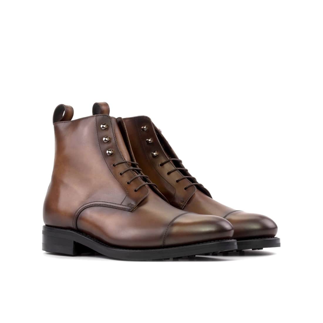 Bottines Bout Droit en cuir marron - Semelles Dainite®