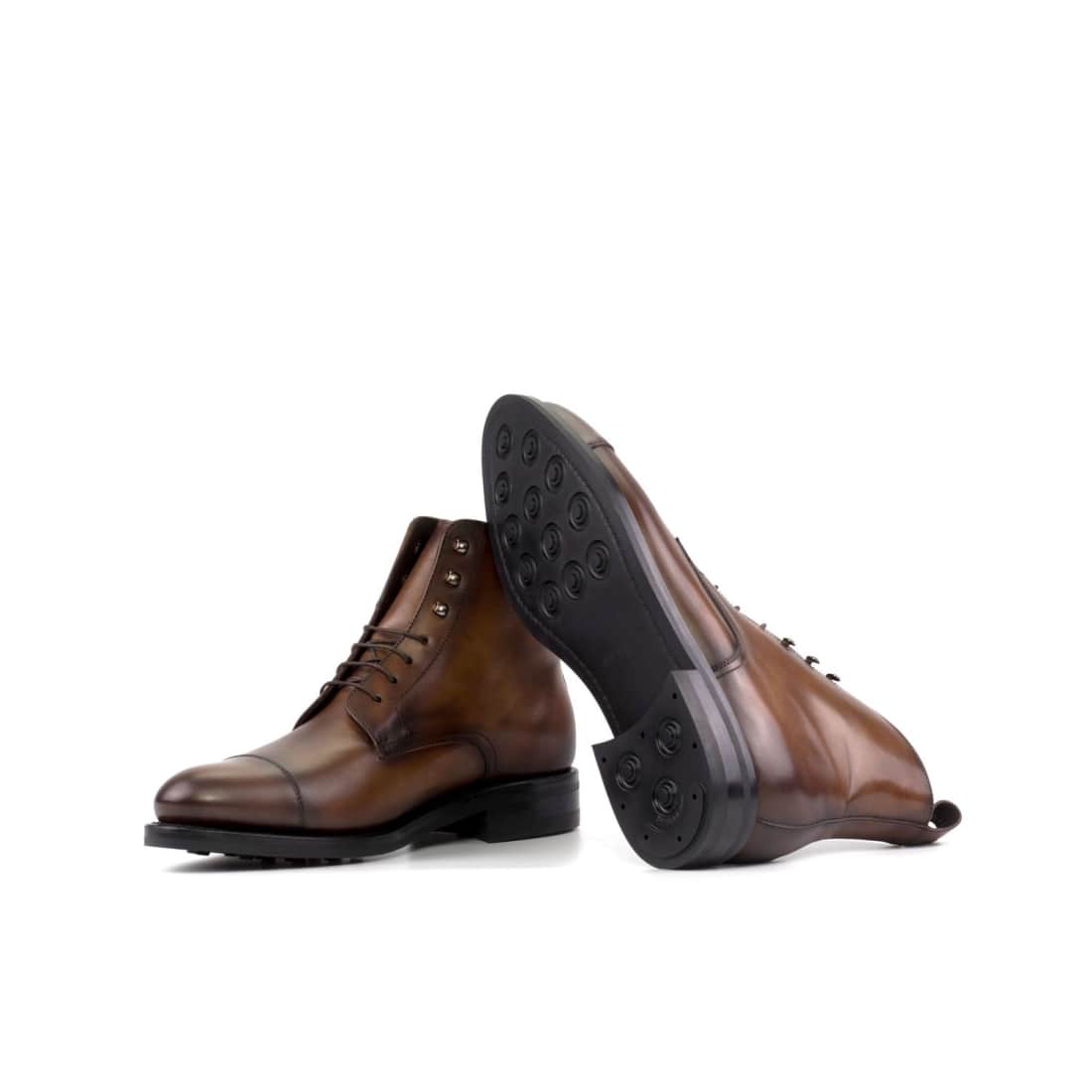 Bottines Bout Droit en cuir marron - Semelles Dainite® – vue 2