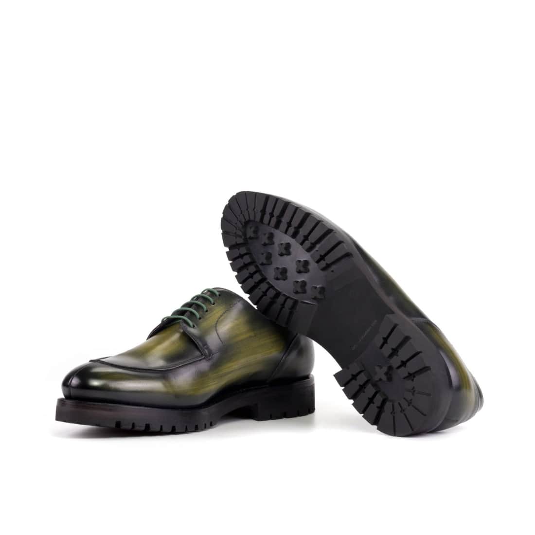 Derbie Chasse en cuir patiné vert - Semelles Commando – vue 3