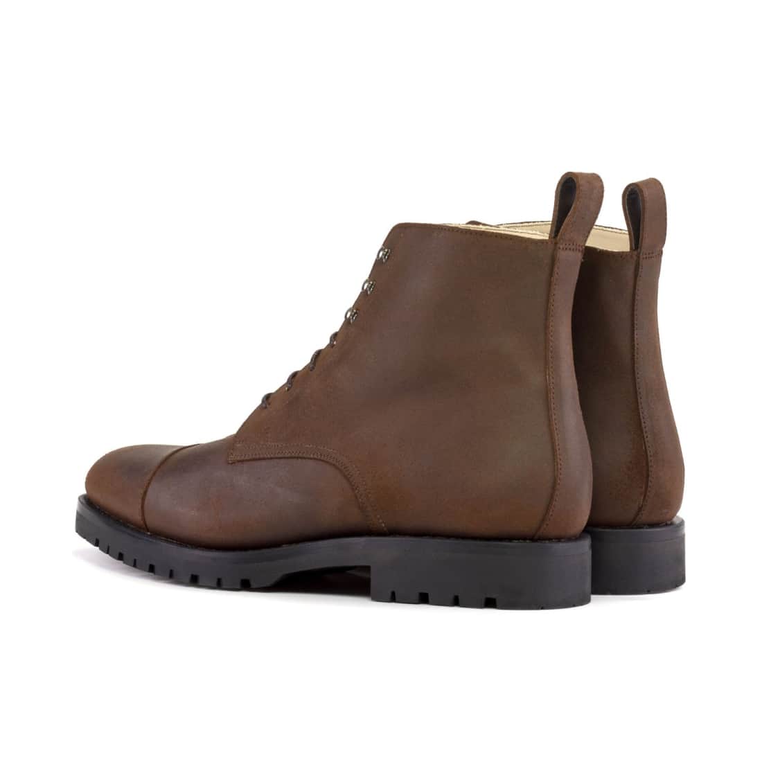 Bottines Bout Droit en daim ciré marron - Semelles Commando – vue 3