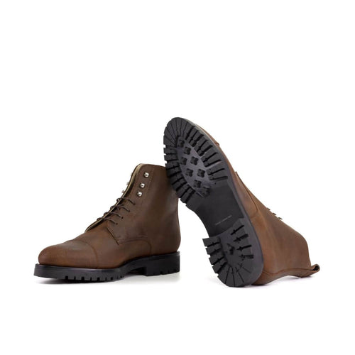 Bottines Bout Droit en daim ciré marron - Semelles Commando – vue 2