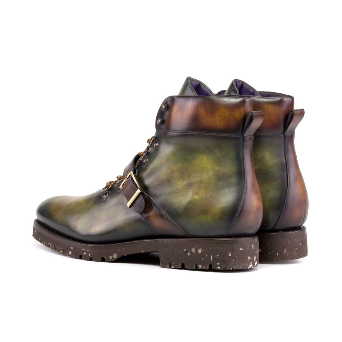 Hiking Boots en cuir patiné vert et marron - Semelles Commando Recyclées Vibram® – vue 3