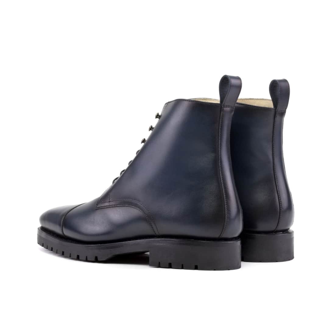 Bottines Bout Droit en cuir bleu marine - Semelles Commando – vue 3