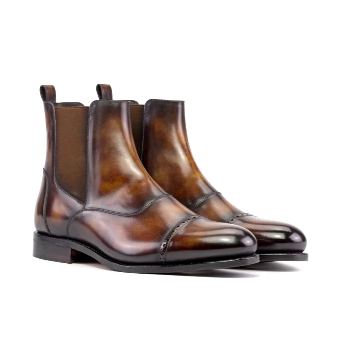 Cheslea Boots Cut en cuir patiné marron