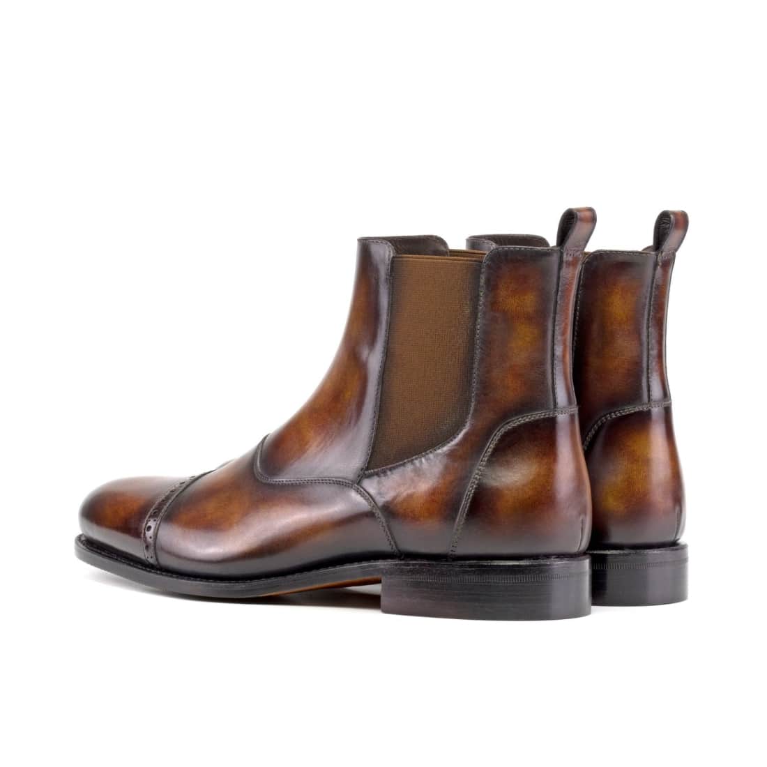 Cheslea Boots Cut en cuir patiné marron – vue 3