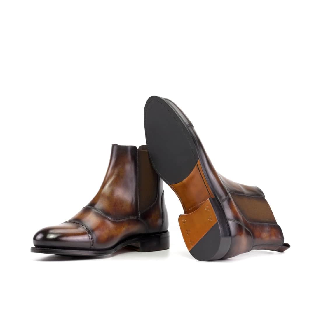 Cheslea Boots Cut en cuir patiné marron – vue 2
