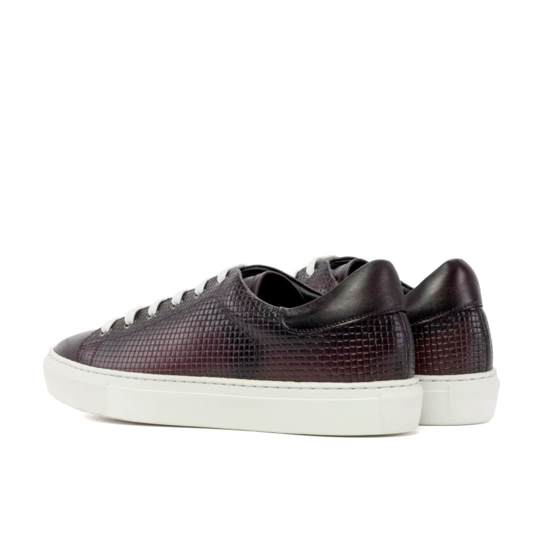 Sneakers Jersey en cuir tressé bordeaux - Semelles Blanches – vue 3