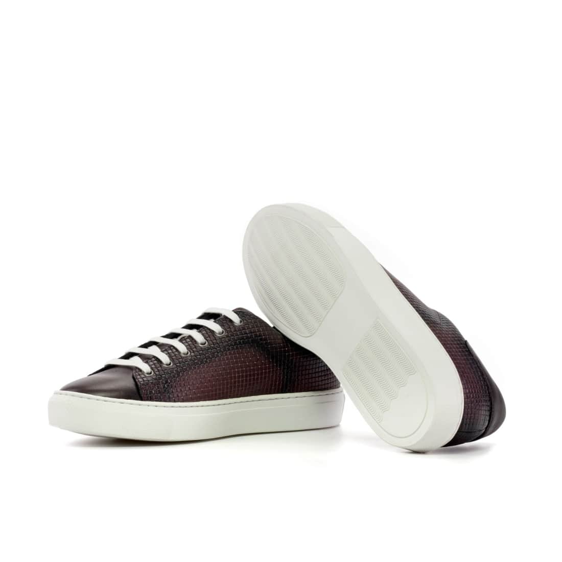 Sneakers Jersey en cuir tressé bordeaux - Semelles Blanches – vue 2