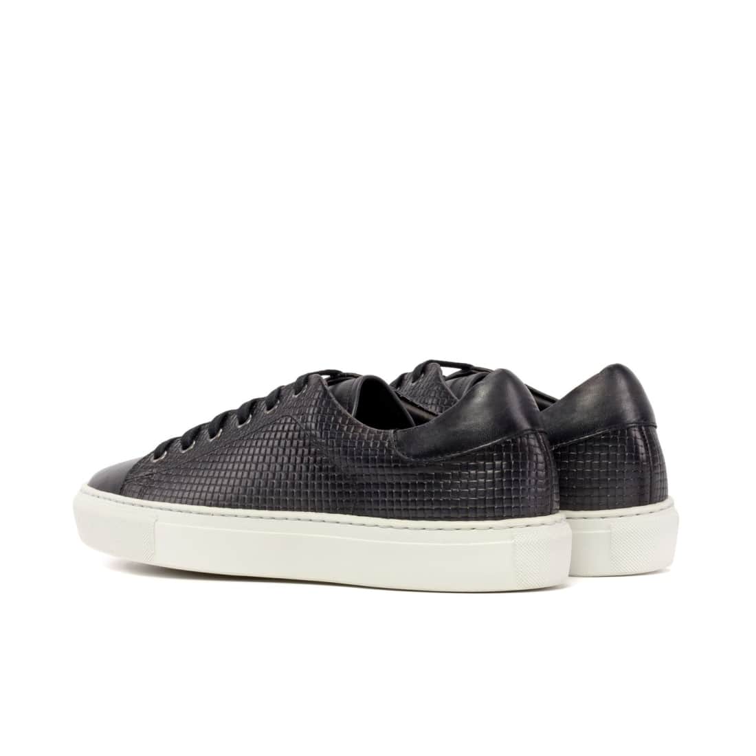 Sneakers Jersey en cuir tressé noir - Semelles Blanches – vue 3