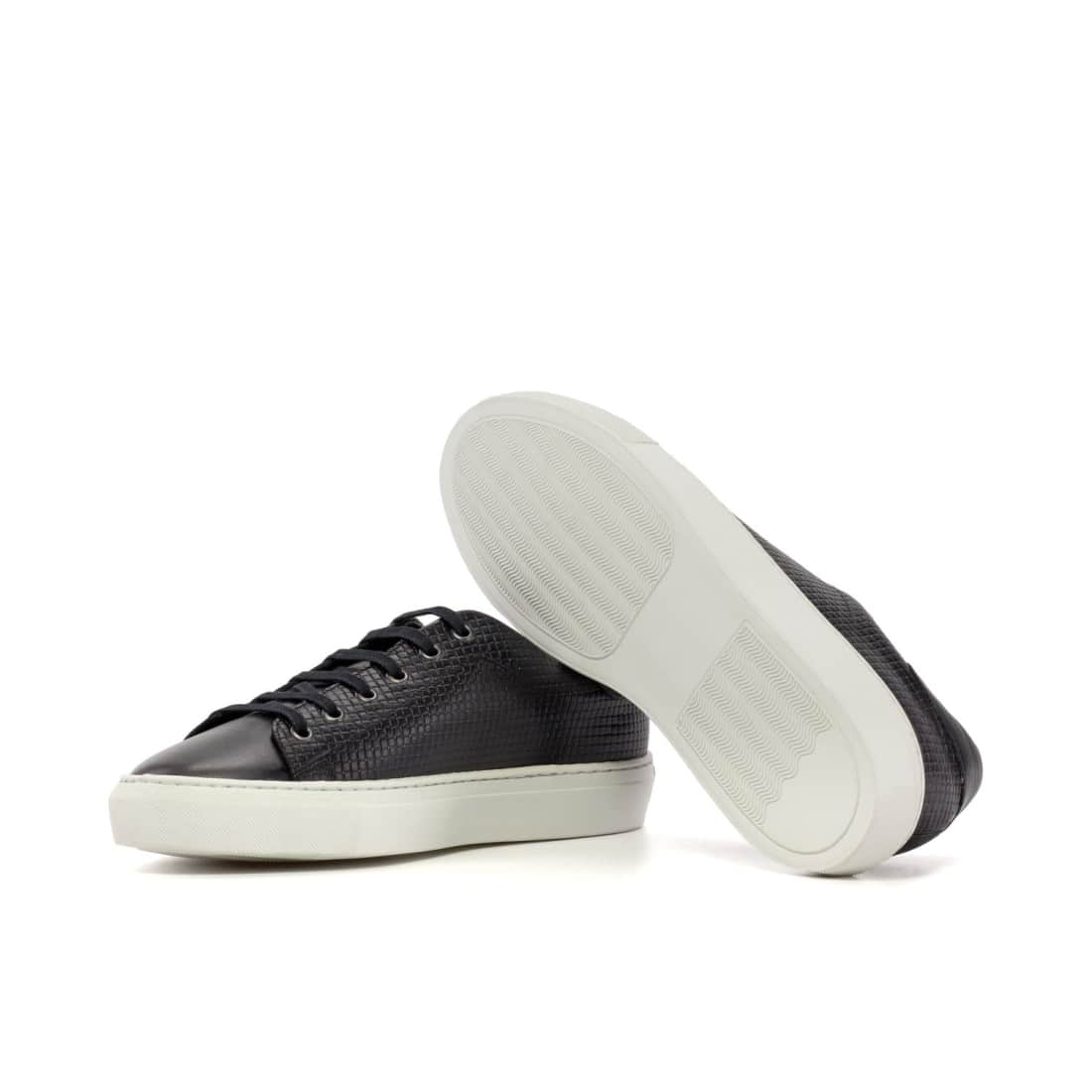 Sneakers Jersey en cuir tressé noir - Semelles Blanches – vue 2