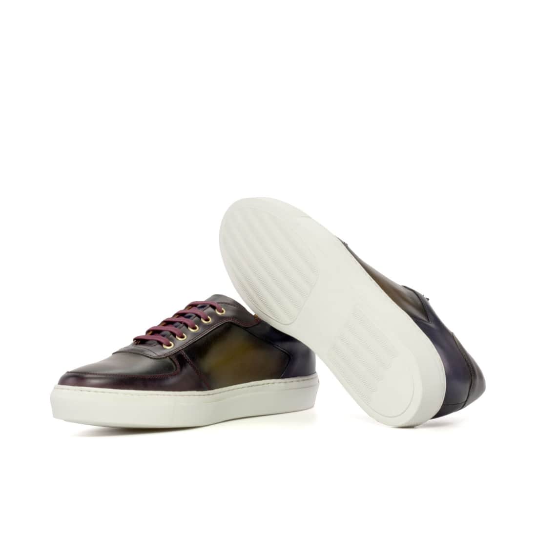 Sneakers Bumper en cuir patiné kaki - Semelles Blanches – vue 2