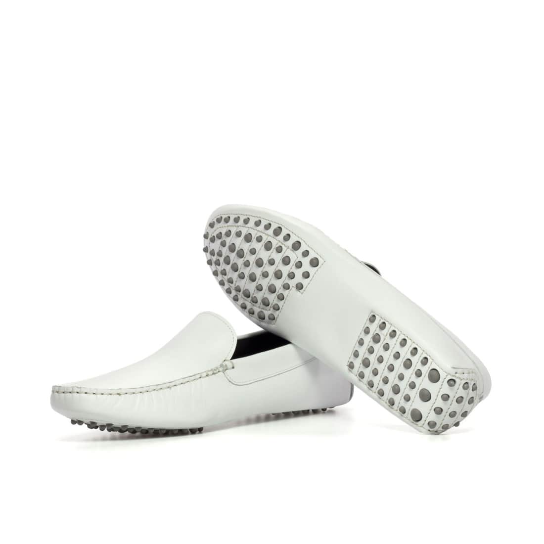 Mocassin Driver en cuir blanc – vue 3