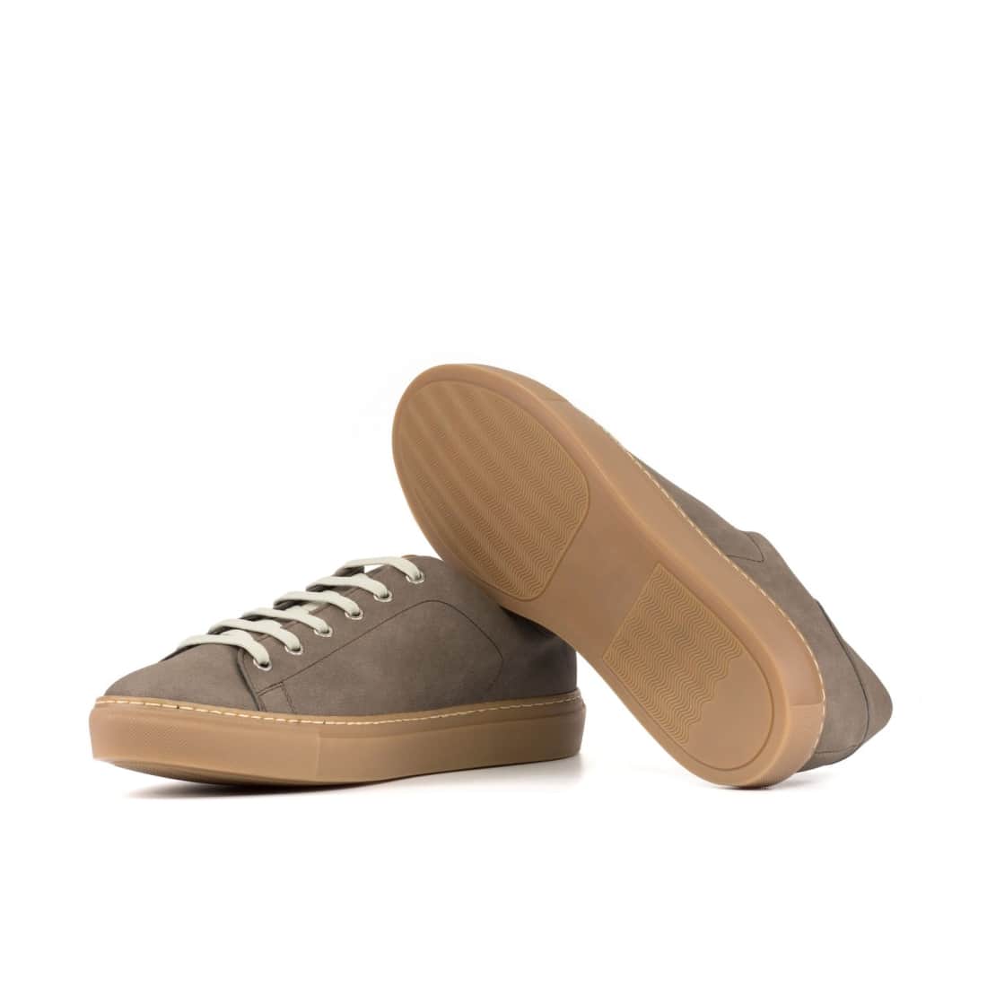 Sneakers Jersey en daim vegan taupe - Semelles Caramel – vue 2