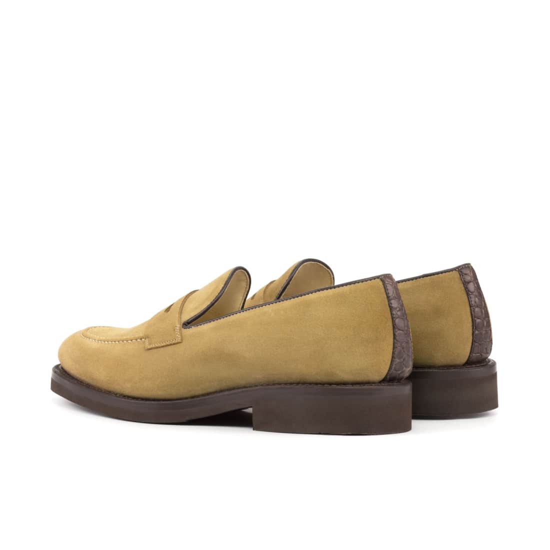 Mocassins Penny à bandeau en daim beige - Semelles Caoutchouc – vue 3