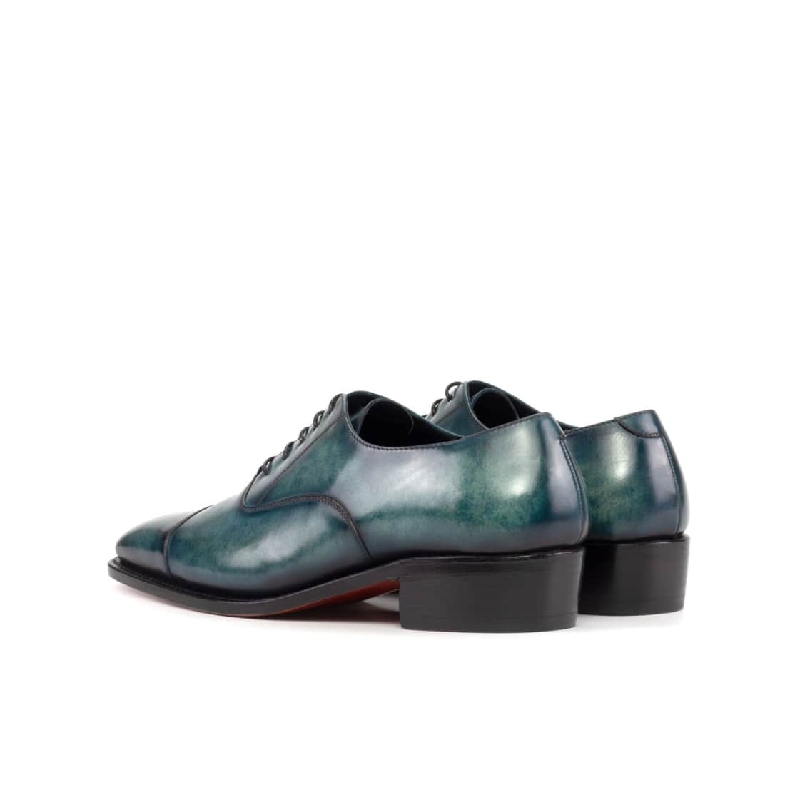Richelieu bout droit en cuir patiné turquoise – vue 3