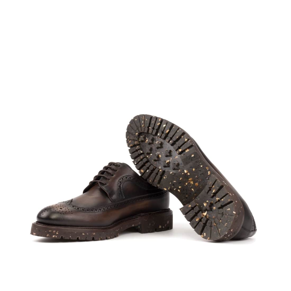 Derbie Brogue fleuri en cuir marron foncé - Semelles Commando Recyclées Vibram – vue 2
