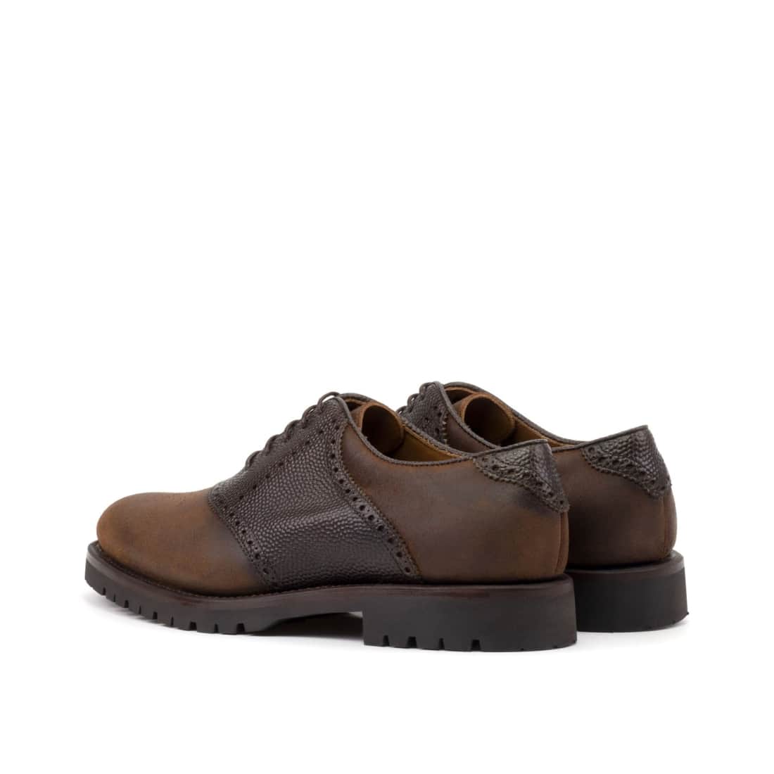 Richelieu Saddle en daim gras et cuir grainé marron foncé – vue 3