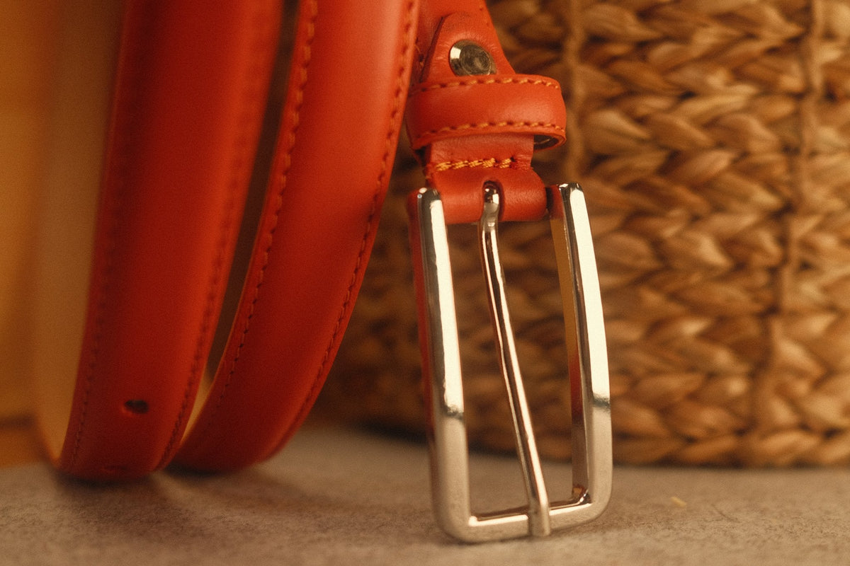 Ceinture femme cuir orange fine 20 mm – vue 2