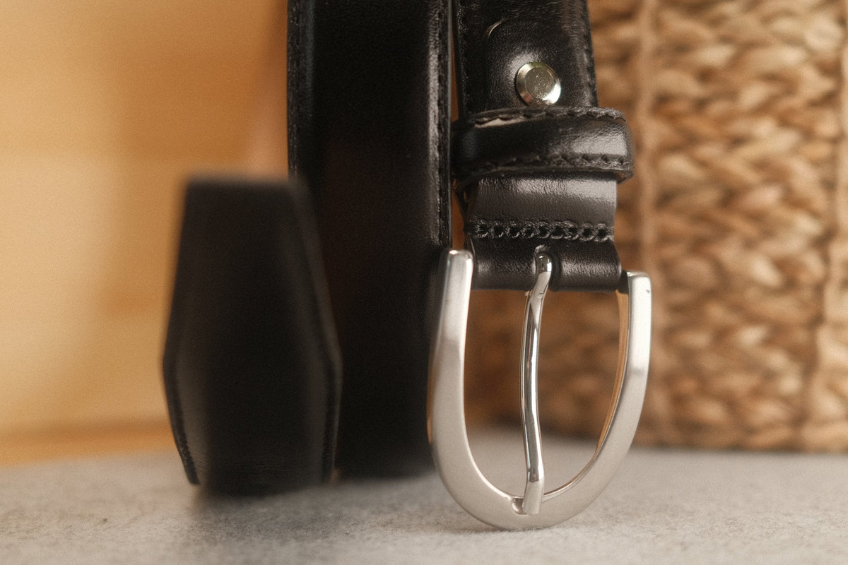 Ceinture femme cuir noir boucle ronde fine 30 mm – vue 3