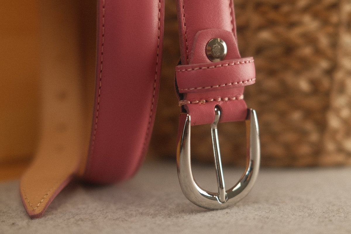 Ceinture femme cuir rose boucle ronde fine 25 mm – vue 3