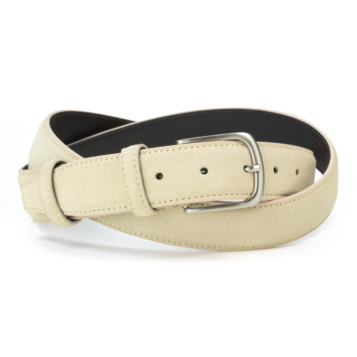 Ceinture en daim beige boucle ronde 35 mm