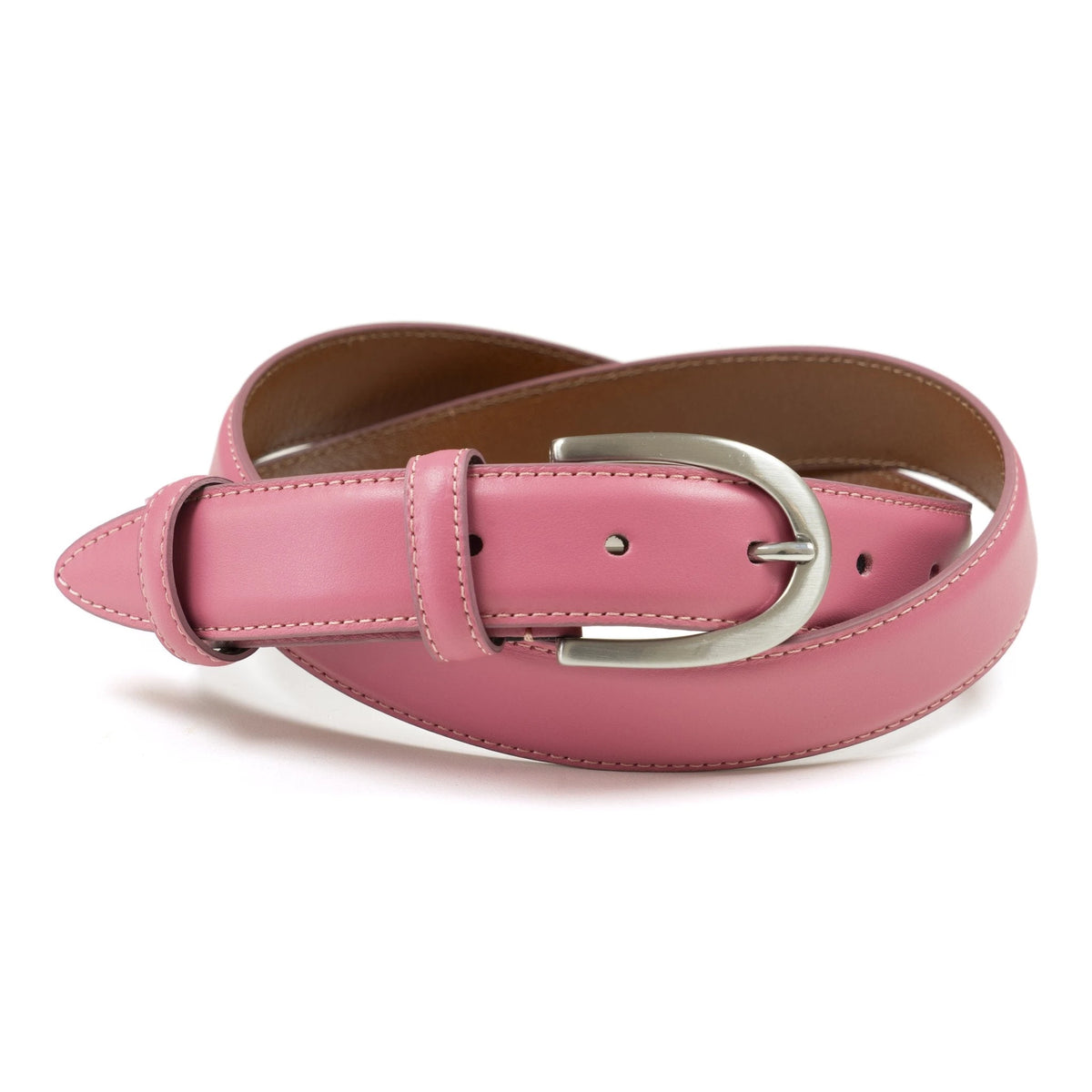 Ceinture femme cuir rose boucle ronde fine 30 mm