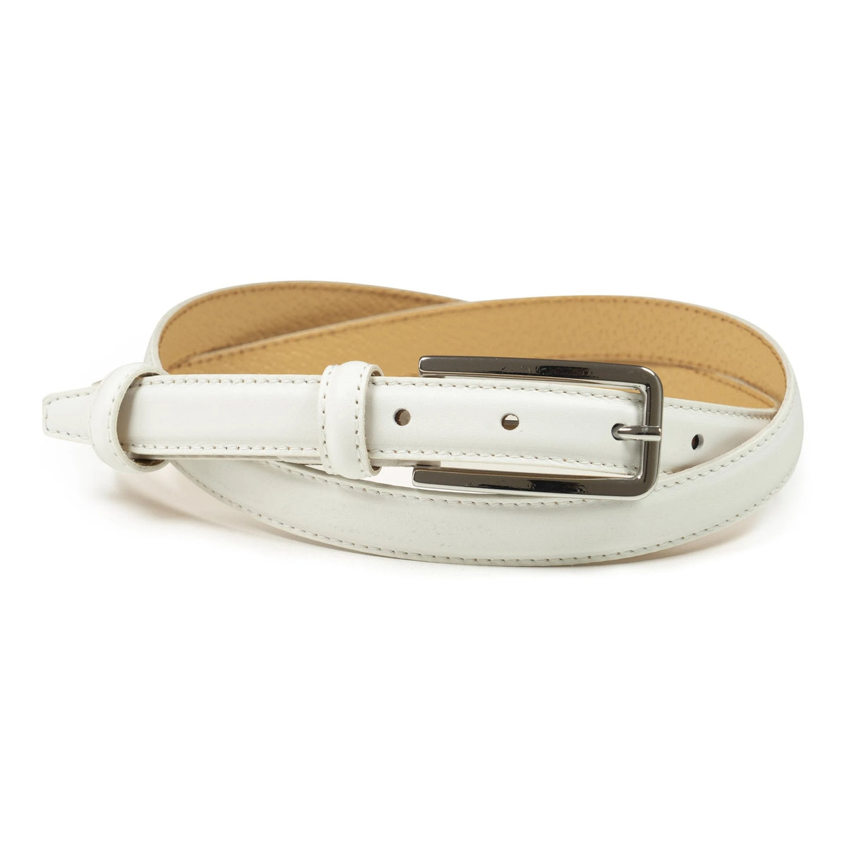 Ceinture femme cuir blanc fine 20 mm