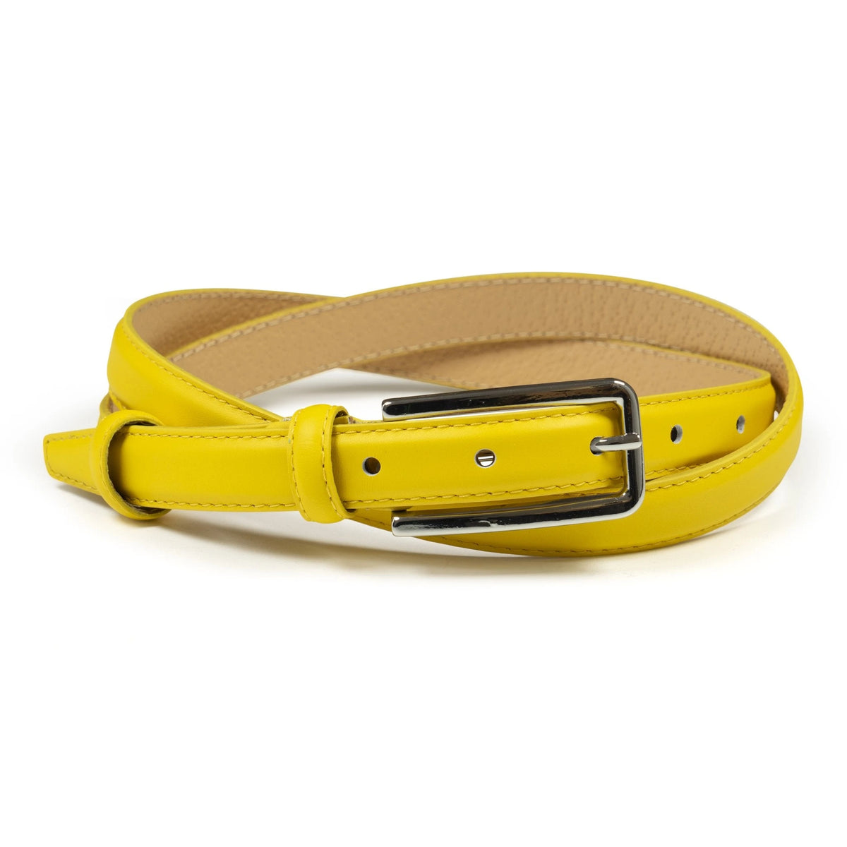 Ceinture femme cuir jaune fine 20 mm