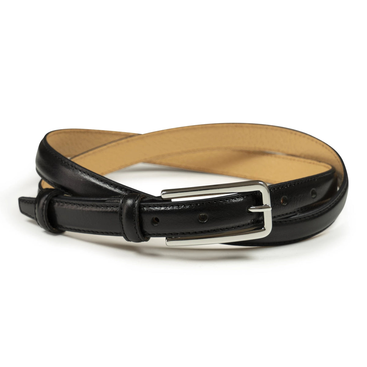Ceinture femme cuir noir fine 20 mm