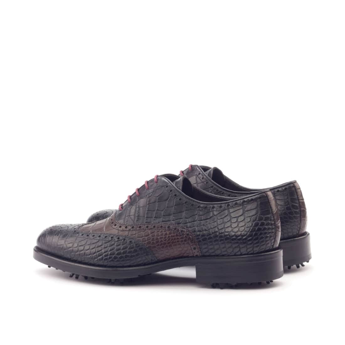 Richelieu de golf en cuir croco noir et marron foncé – vue 3