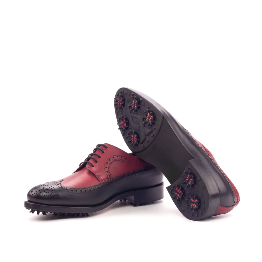 Derby Longwing de golf en cuir noir et rouge – vue 2