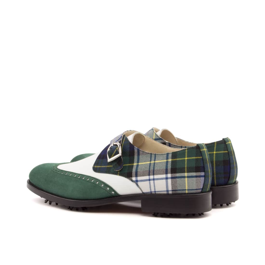 Derby à boucle de golf en daim vert et tartan – vue 3