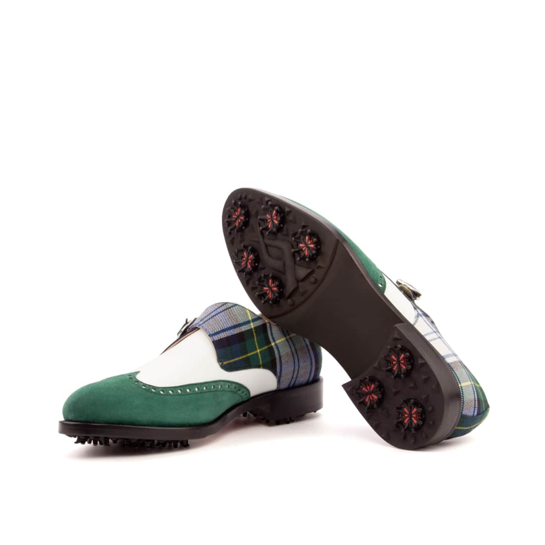 Derby à boucle de golf en daim vert et tartan – vue 2