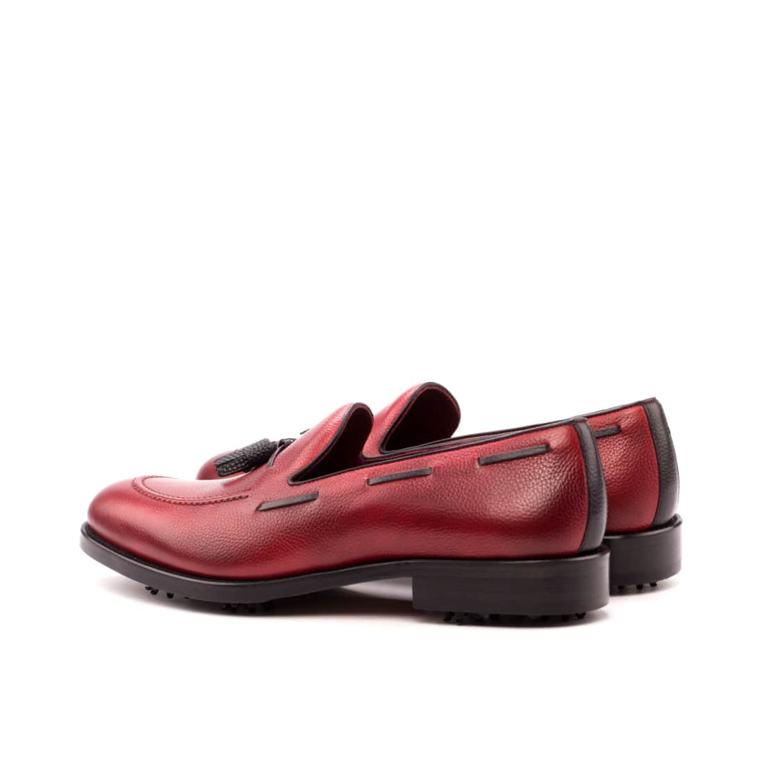 Mocassins à pampille de golf en cuir grainé rouge – vue 3