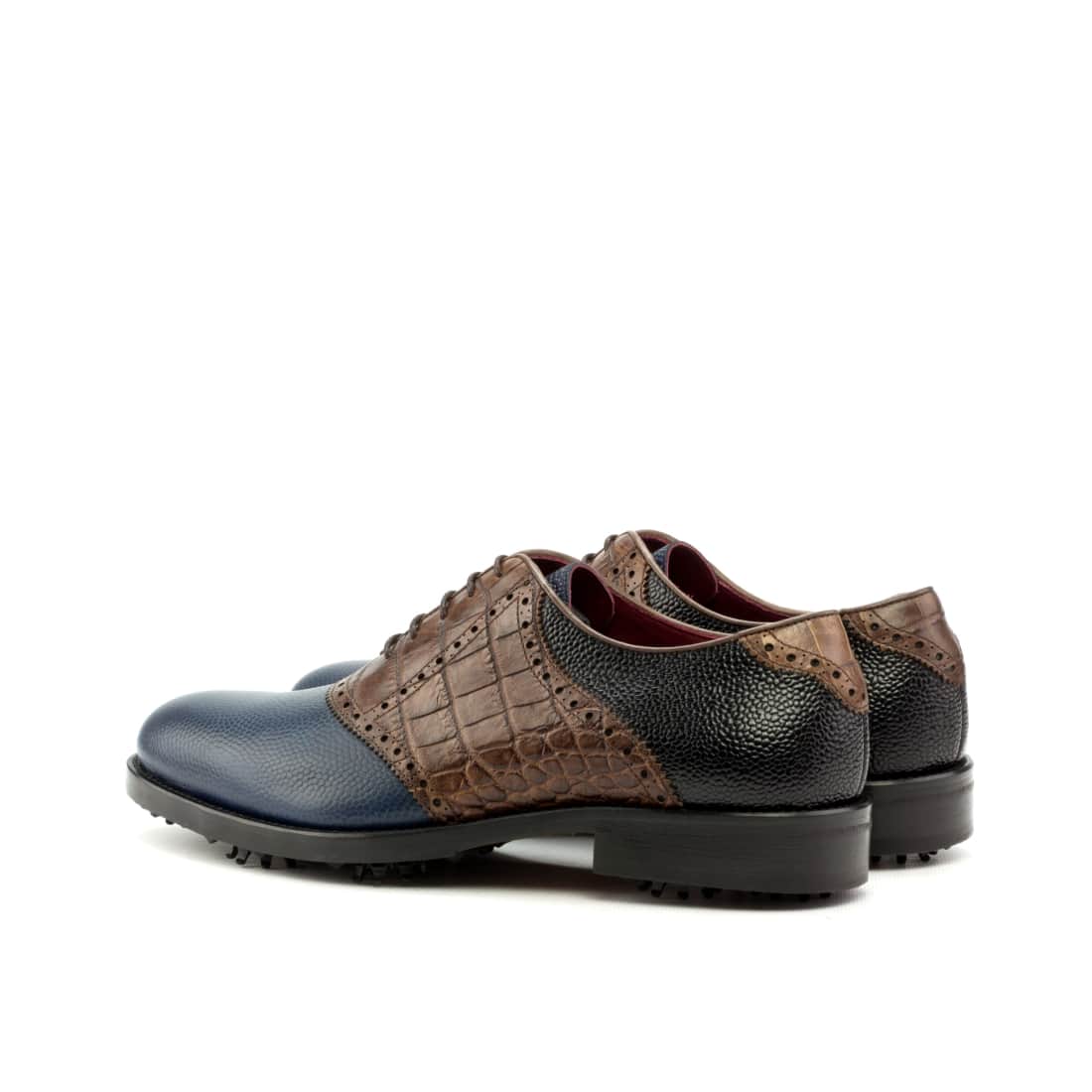 Richelieu de golf en cuir/croco bleu, marron et noir – vue 3