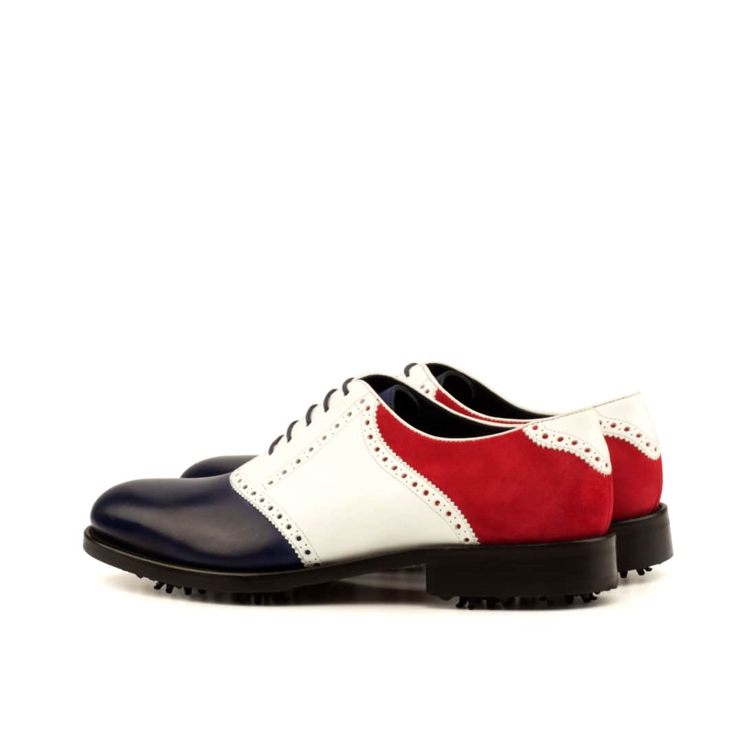 Richelieu de golf en cuir et daim bleu-blanc-rouge – vue 3