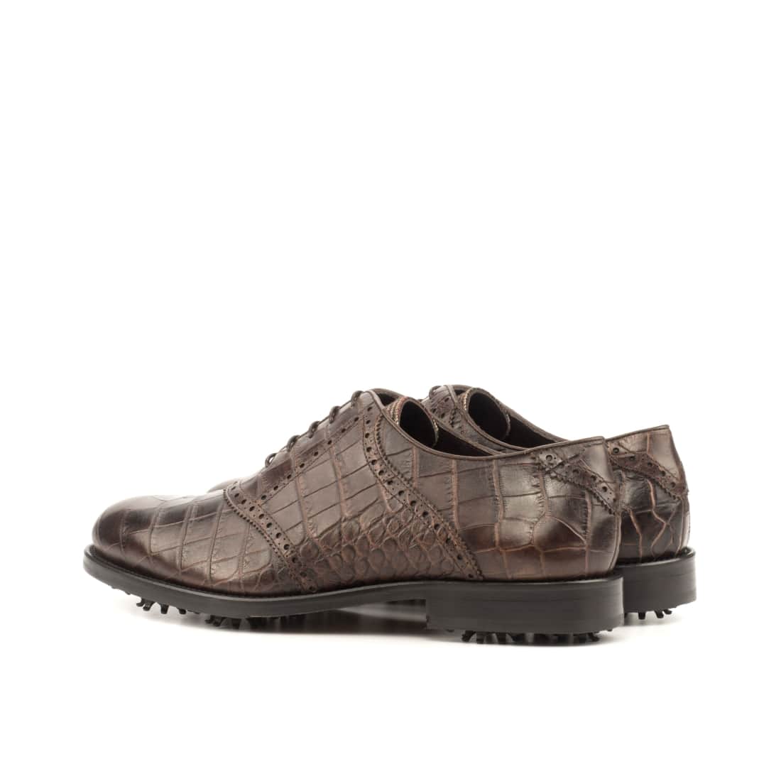 Richelieu de golf en cuir croco marron foncé – vue 3