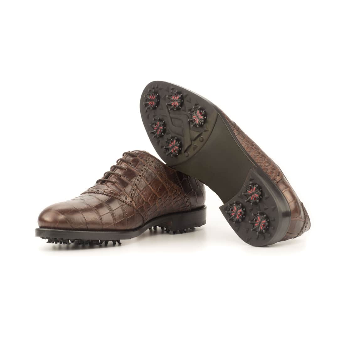 Richelieu de golf en cuir croco marron foncé – vue 2